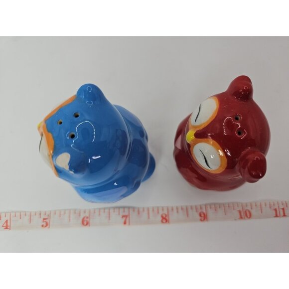 SALT & PEPPER SHAKERS Kitchen Kissing Owls Topsy Turvy Magnetic VTG - Picture 11 of 16